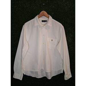 Polo Ralph Lauren White Oxford Shirt Men’s Size Medium M Long Sleeve Blue Label
